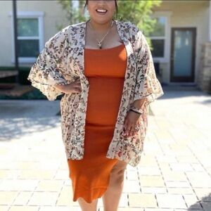 WOMENS PLUS SIZE CURVY FLORAL CARDIGAN KIMONO